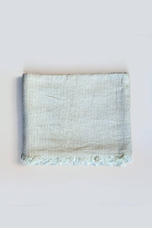 Sage Thin Linen Striped Blanket
