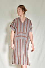 rust brown hooded maxi kaftan dress, home & loft, cotton dress, maxi dress