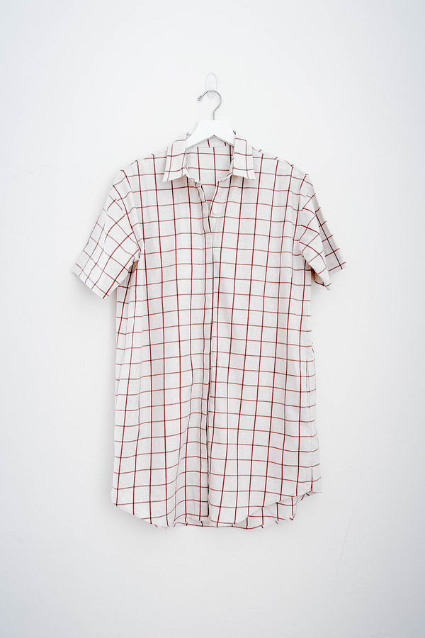 Terracotta Gingham Collared Shirt Dress