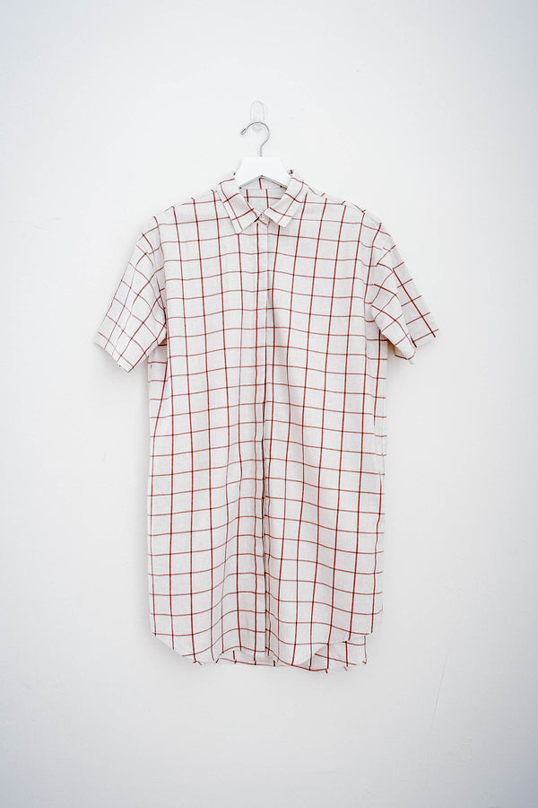 Terracotta Gingham Collared Shirt Dress