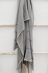 grey lined lightweight scarf by home and loft, handwoven