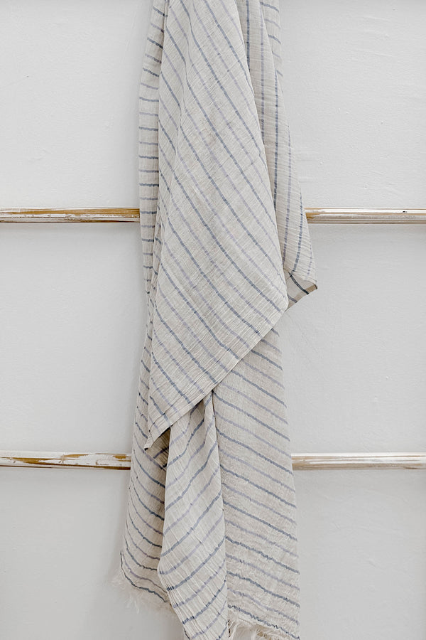 blue striped lightweight scarf by home and loft, handwoven
