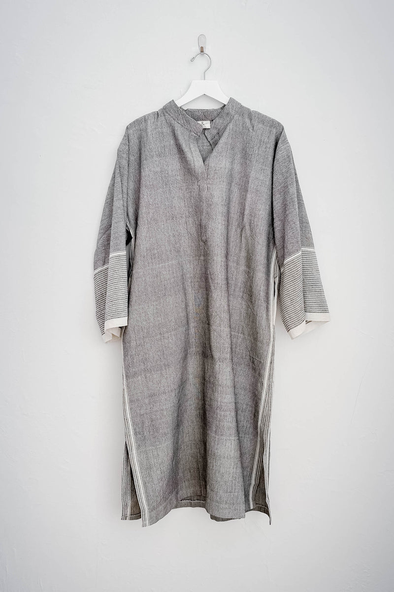 Grey Striped Tribeca Long Sleeve Kaftan