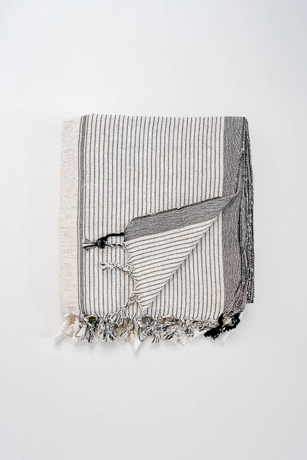 ivory charcoal tribeca linen and cotton blend towel by home and loft beach towel