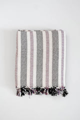 Purple Striped Herringbone Towel home and loft beach towel 100% cotton