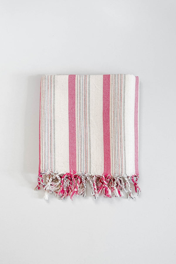 pink ivory Montauk towel home and loft 100% cotton beach towel