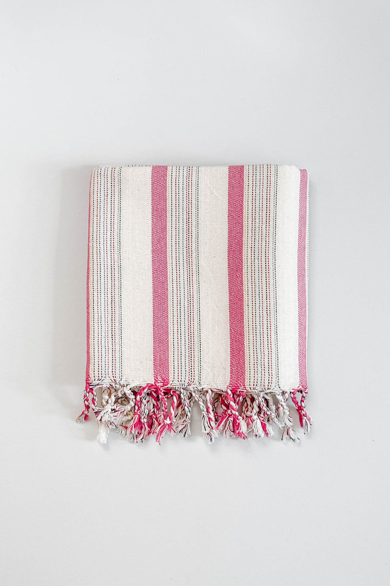 pink ivory Montauk towel home and loft 100% cotton beach towel