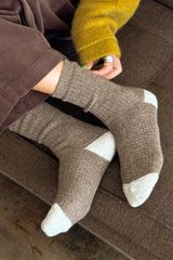 Wool Waffled Socks Denim / Stone