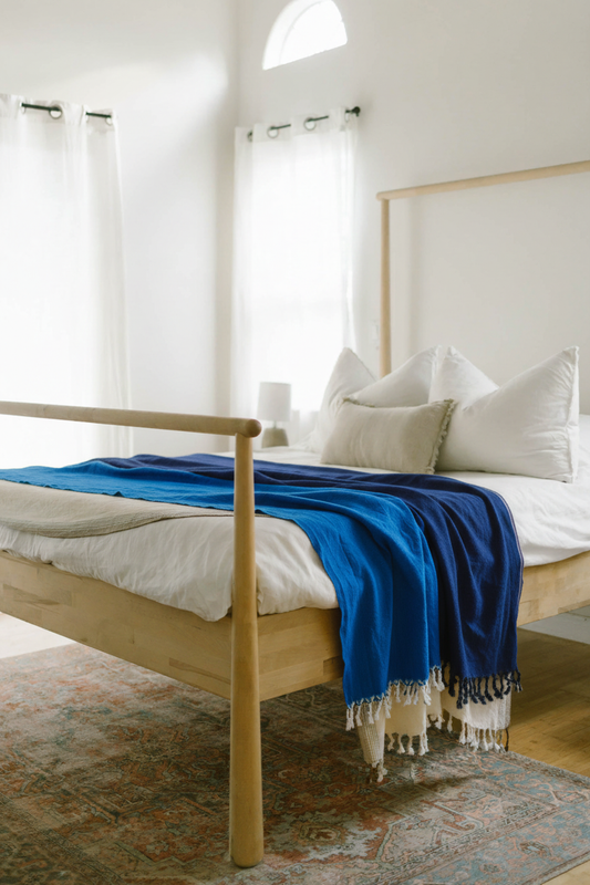 Aegean Blue Tonal Blanket on Bed