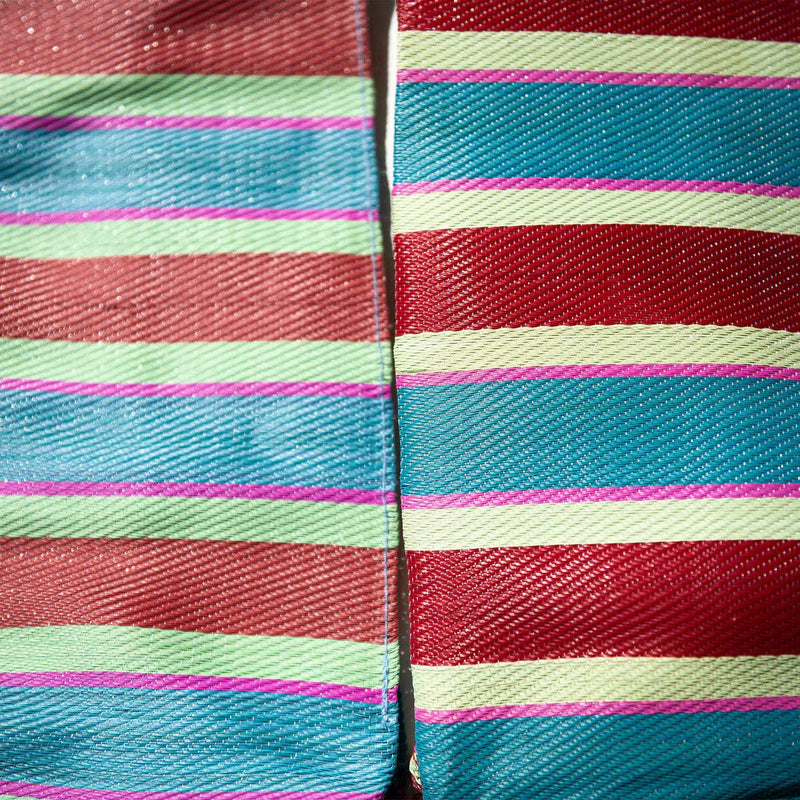 RECYCLED PLASTIC STRIPE BAG - Rectangle D15: Orange x Pink
