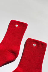 Embroidered Cloud Socks Red + Heart