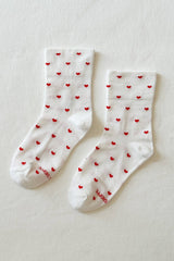 Sneaker Socks: Heart - White / Red