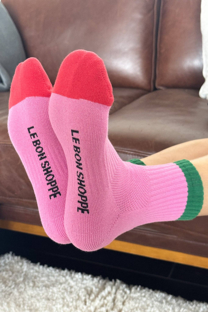 Color Block Girlfriend Socks : Grey Pink