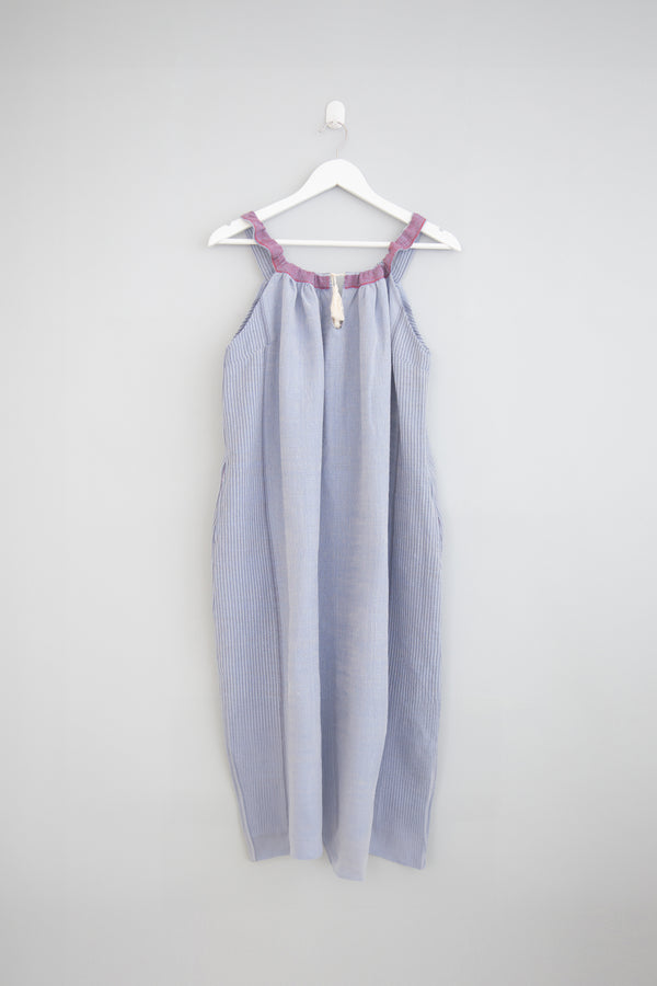 cotton dress, house dress, handwoven dress, summer dress, home and loft cotton dress in denish wash tribeca