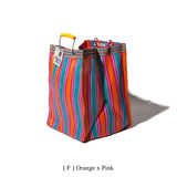 RECYCLED PLASTIC STRIPE BAG - Rectangle D30: Orange x Blue