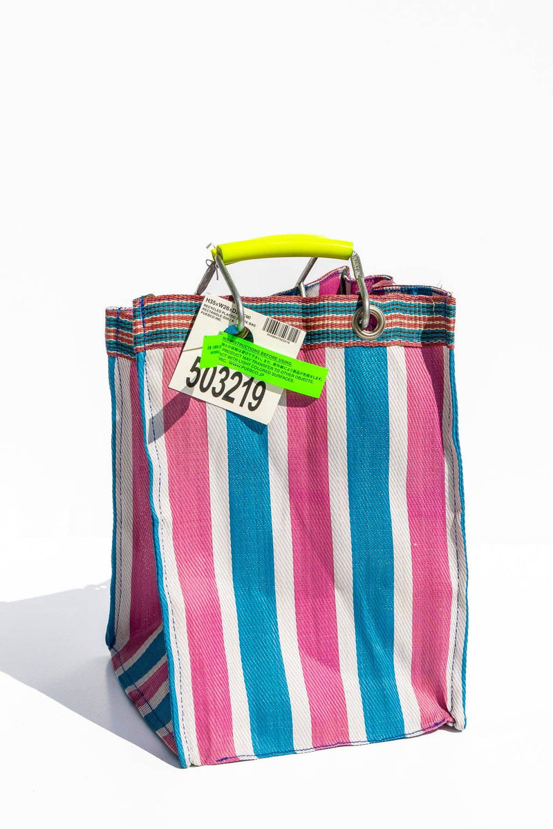 RECYCLED PLASTIC STRIPE BAG - Rectangle D30: Red x Blue