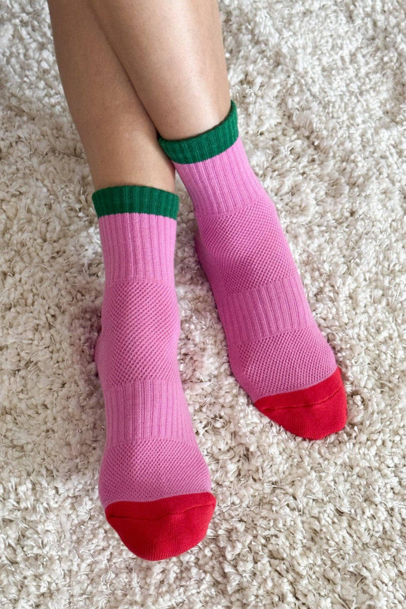 Color Block Girlfriend Socks : Grey Pink