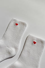 Embroidered Cloud Socks Red + Heart