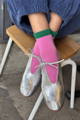 Color Block Girlfriend Socks : Grey Pink