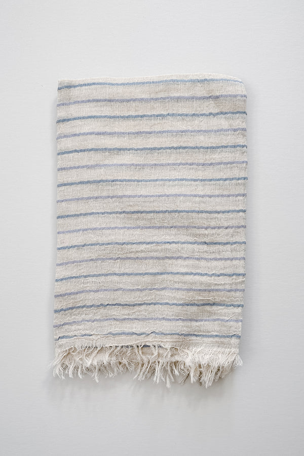 blue striped lightweight scarf by home and loft, handwoven