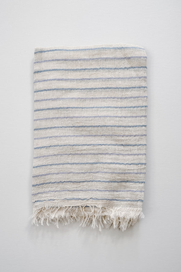 blue striped lightweight scarf by home and loft, handwoven