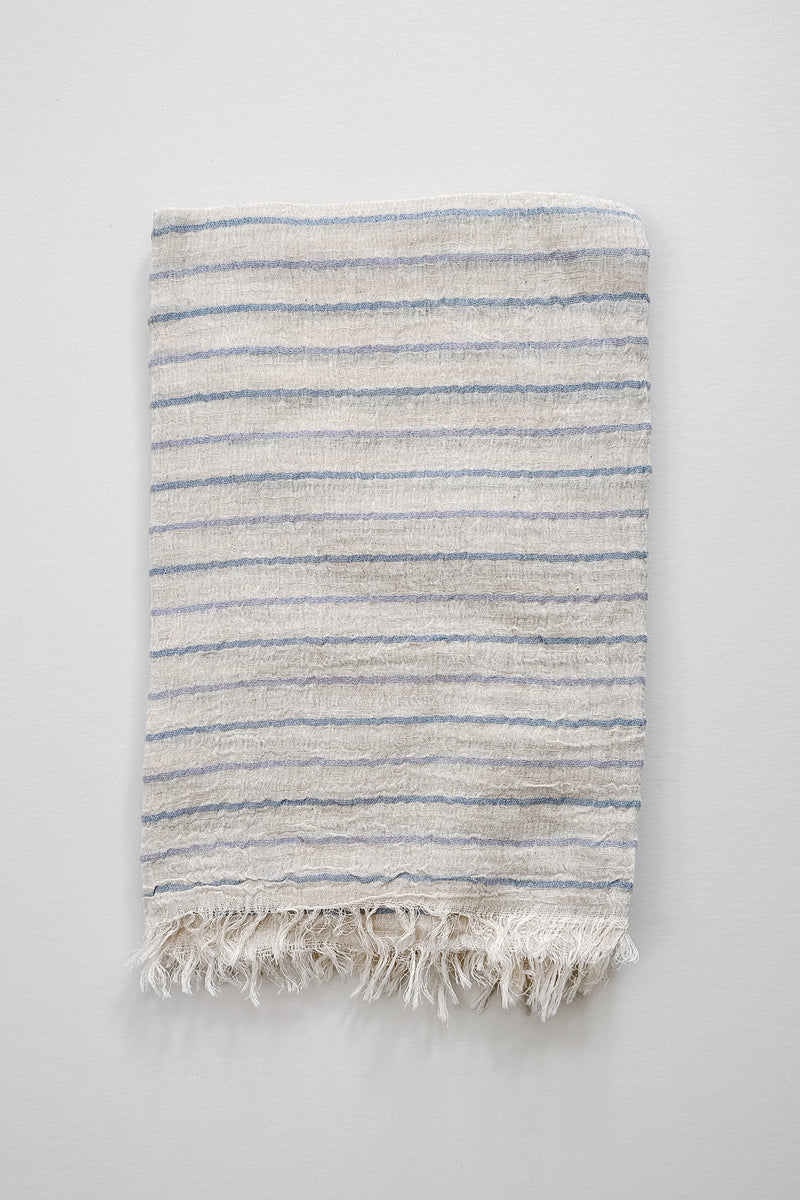 blue striped lightweight scarf by home and loft, handwoven