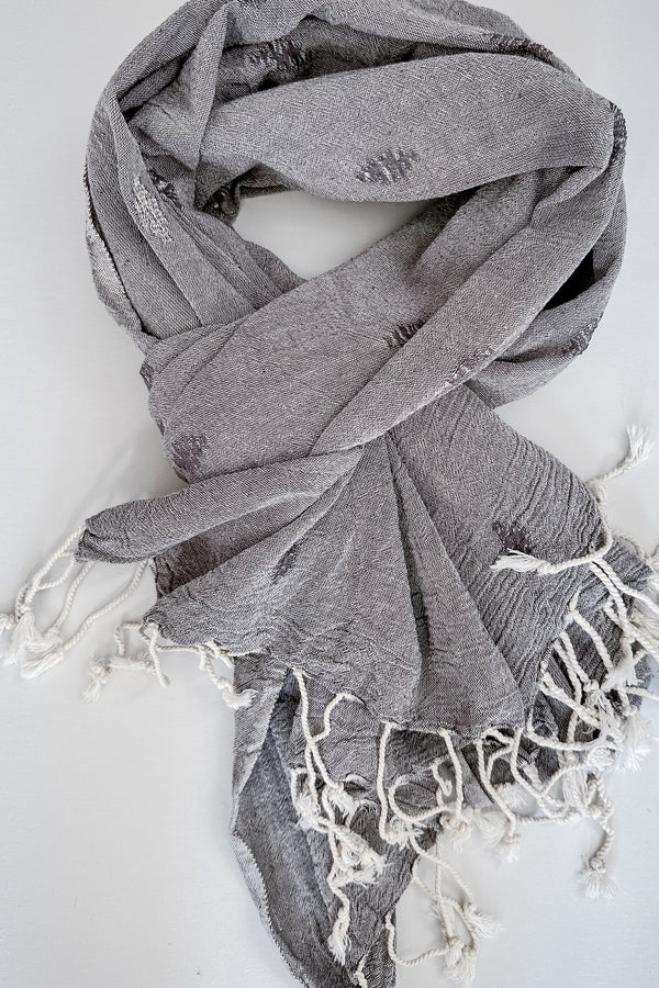 grey dash lightweight scarf by home and loft, handwoven