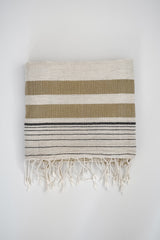 olive and ivory striped lightweight scarf by home and loft, handwoven