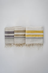 olive and ivory striped lightweight scarf by home and loft, handwoven