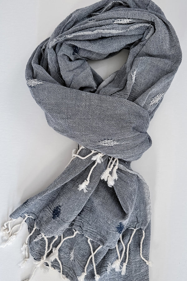 navy dash lightweight scarf by home and loft, handwoven