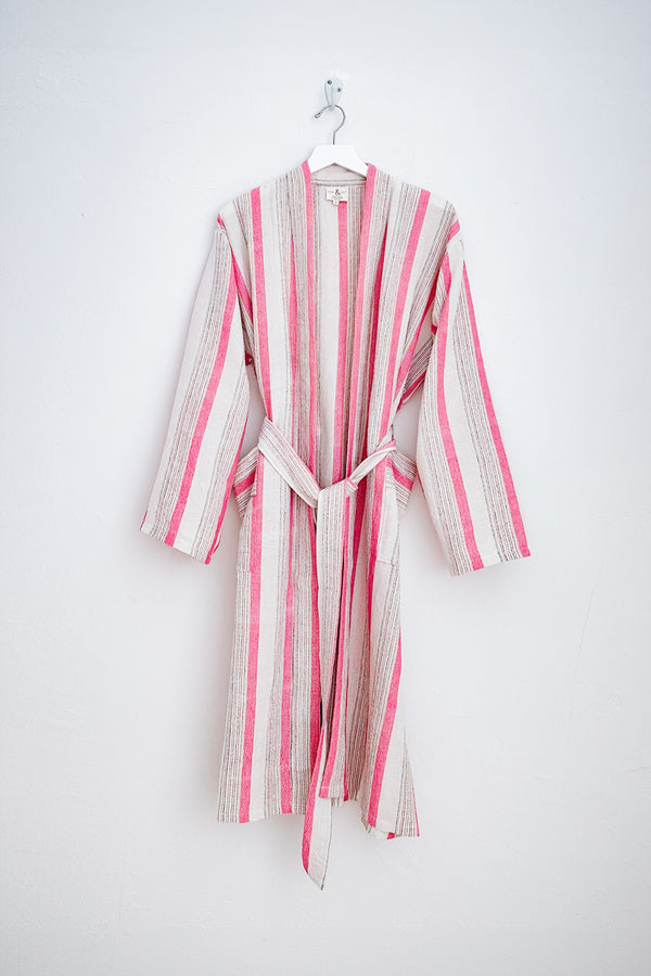 pink ivory montauk long bathrobe by home & loft, long cotton bathrobe, bathrobe for women, cozy bathrobes