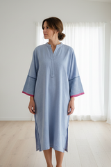 Denim Wash Tribeca Long Sleeve Maxi Kaftan