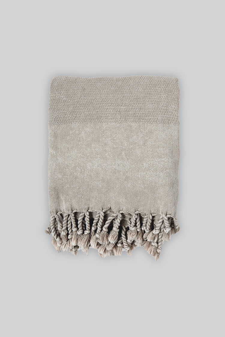 taupe stonewash towel, home & loft, turkish towel, cotton towel