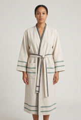 Village green robe with charcoal belt stripe