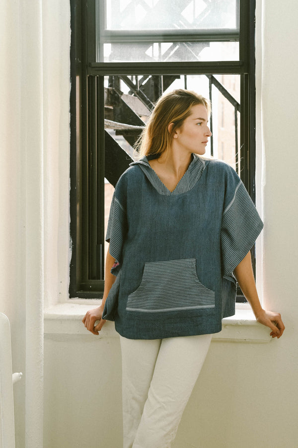 indigo tribeca cotton poncho from home and loft