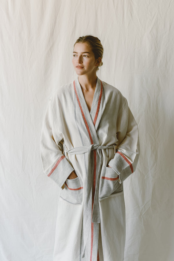 ivory cherry tribeca long cotton bathrobe from home and loft