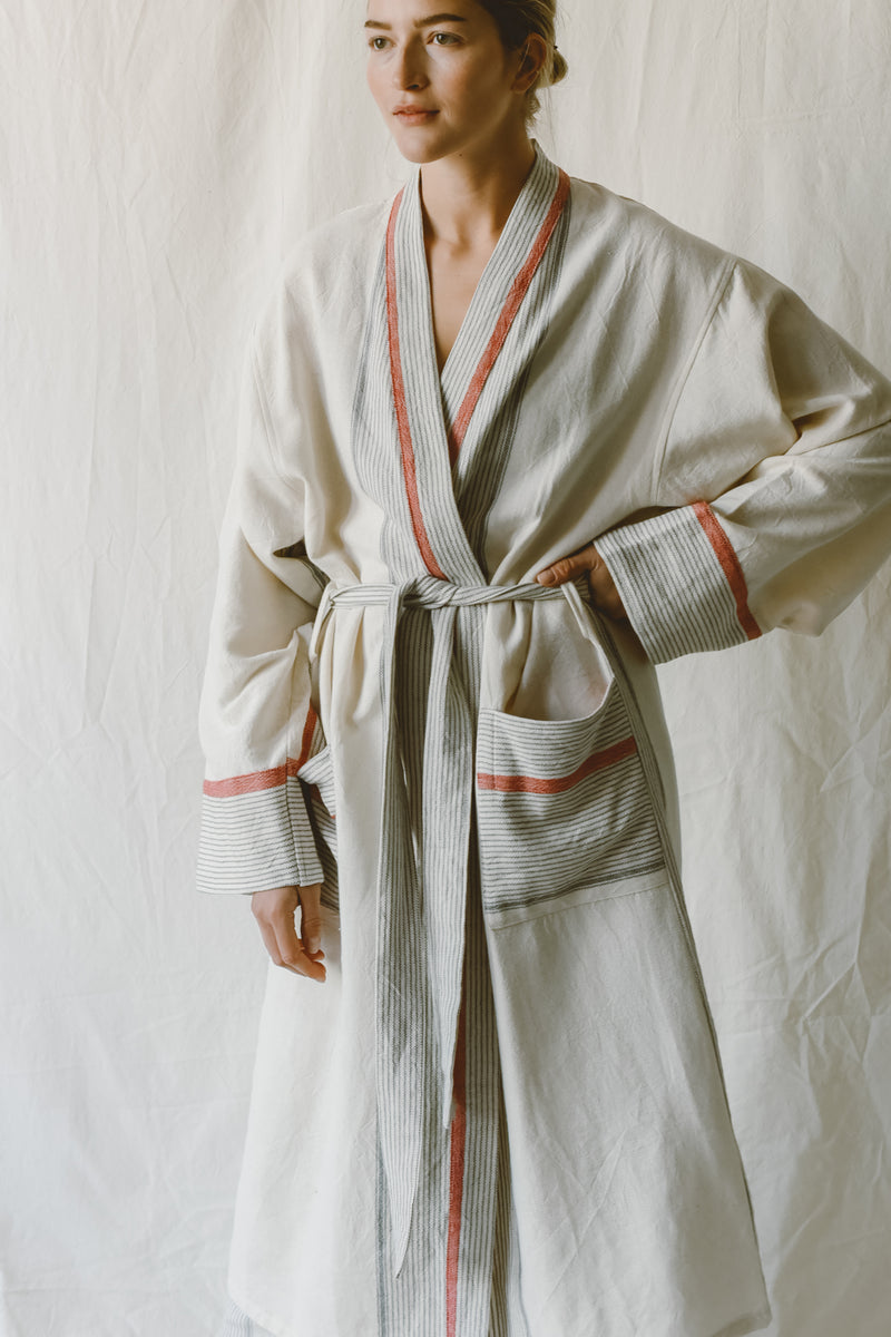 ivory cherry tribeca long cotton bathrobe from home and loft