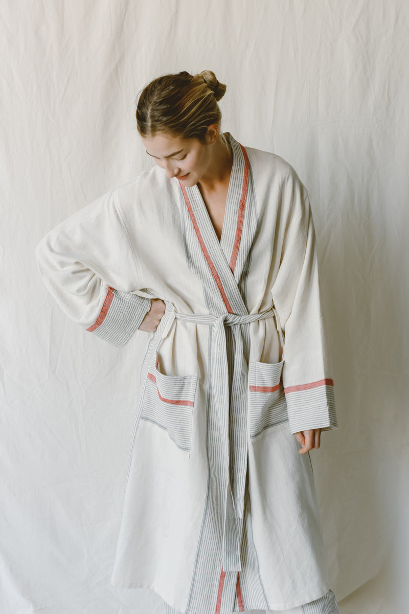 ivory cherry tribeca long cotton bathrobe from home and loft