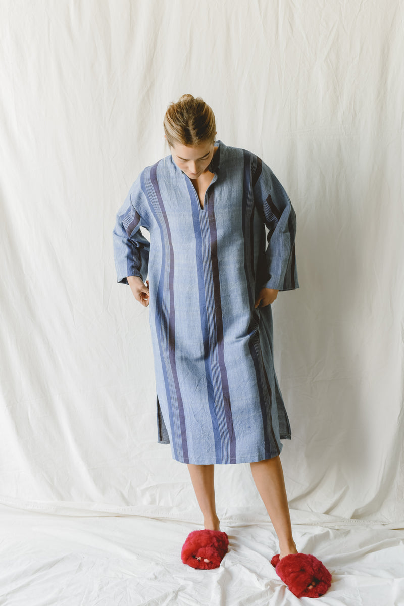 Blue/Navy Hudson Long Sleeve Maxi Kaftan