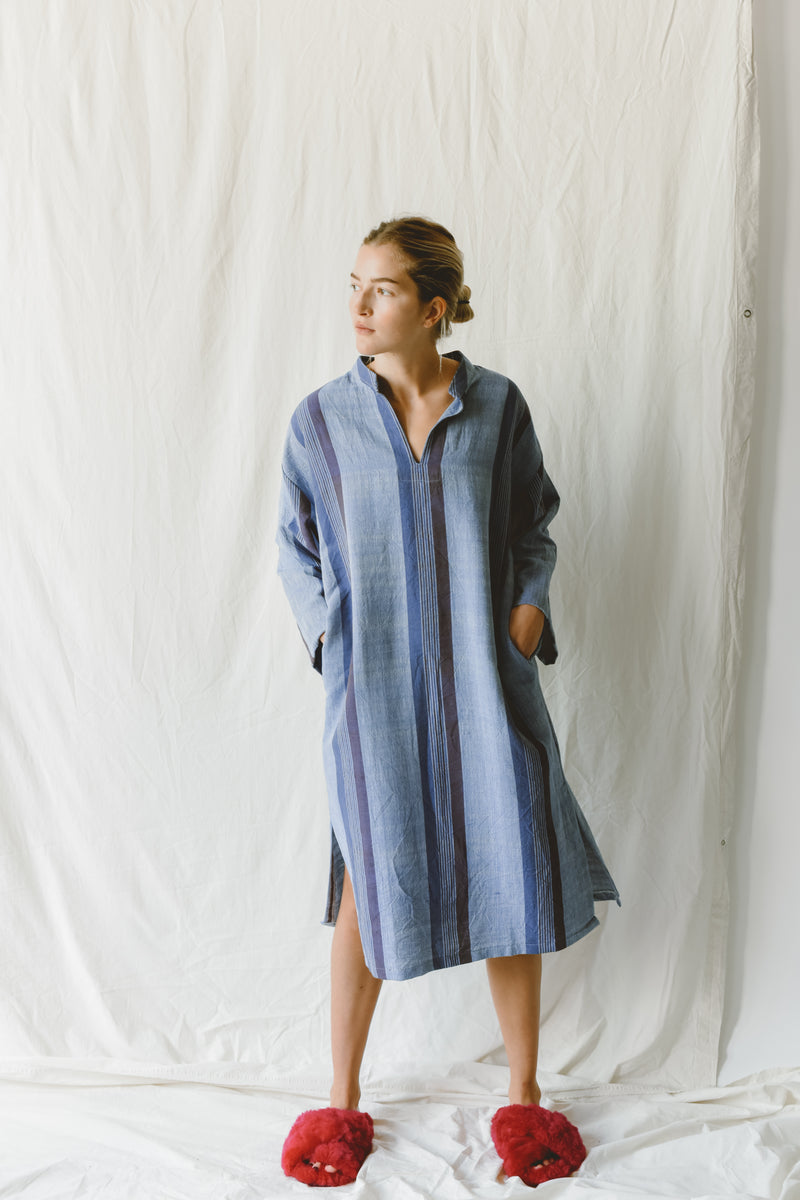 Blue/Navy Hudson Long Sleeve Maxi Kaftan