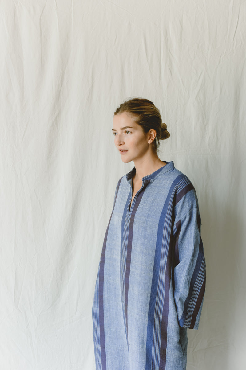 Blue/Navy Hudson Long Sleeve Maxi Kaftan
