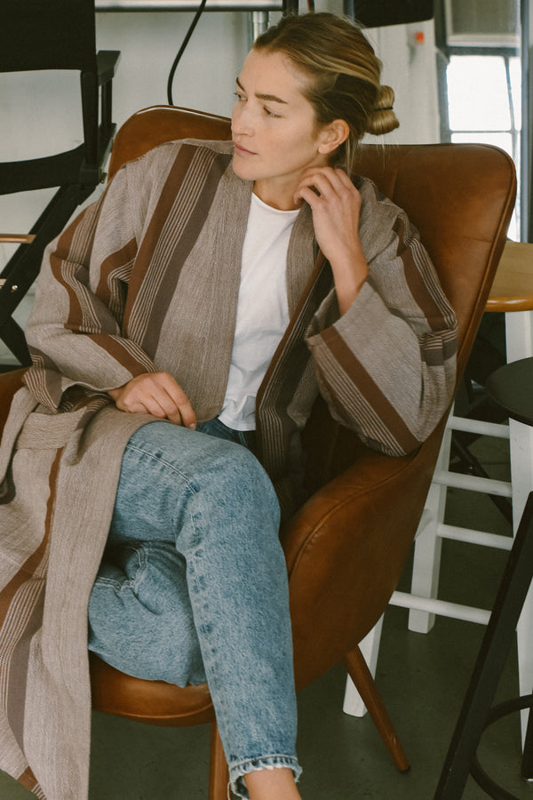 Brown Grey Nomad Long Bathrobe