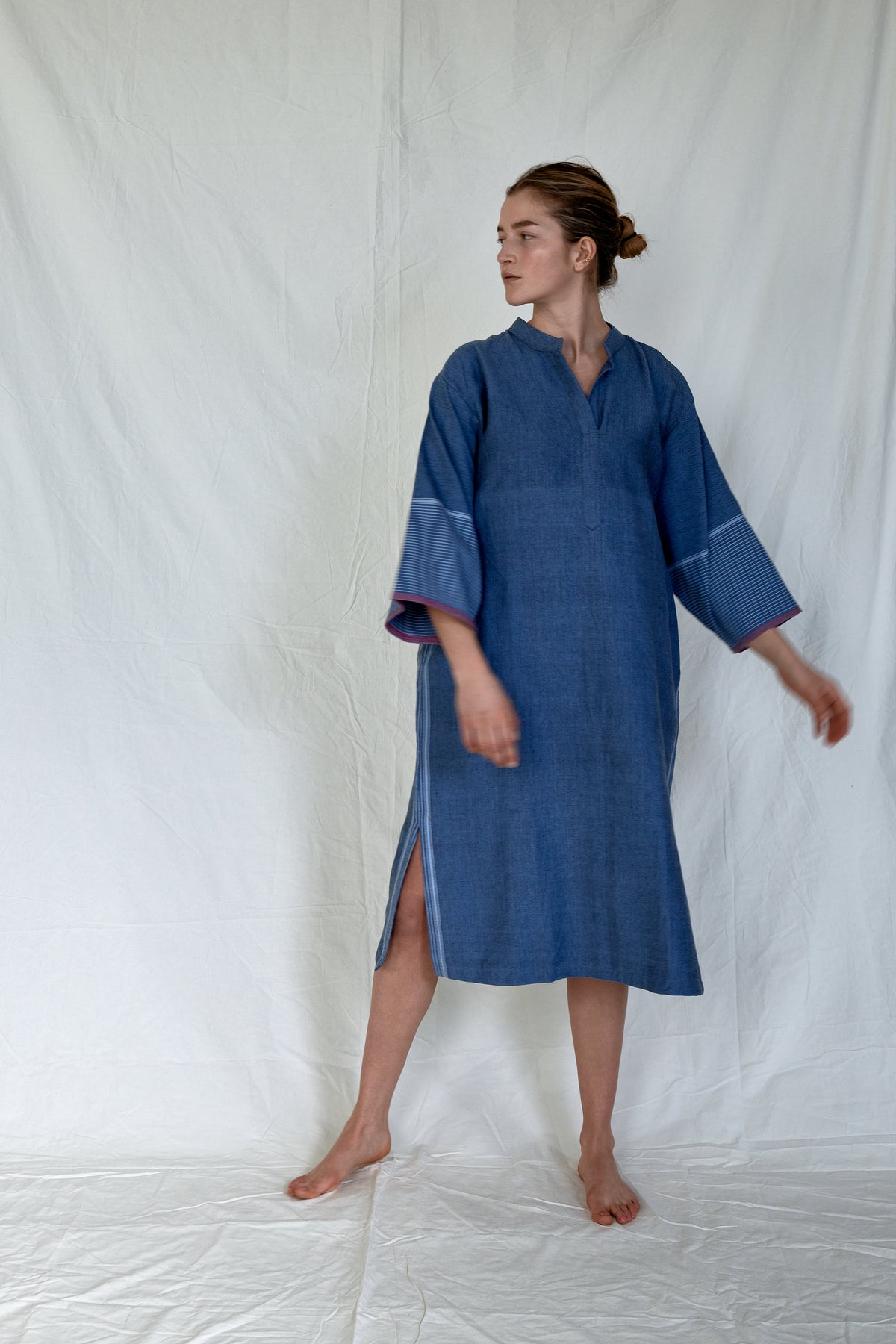 knee length dresses for ladies [FINAL Sale]Luxury Moroccan Kaftan Blue Long Sleeve Evening Dress SS404 main image 1