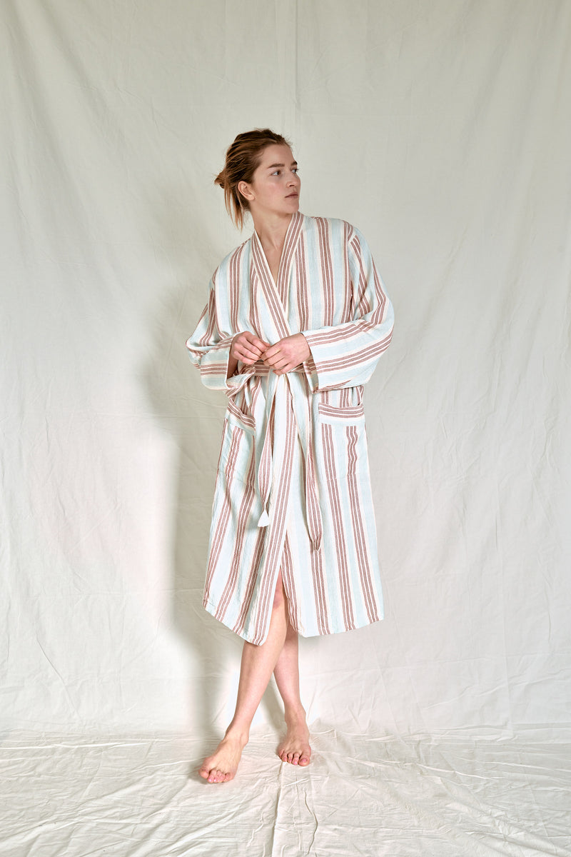 peach hudson long bathrobe