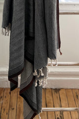 charcoal and brown new york cotton blanket throw from home and loft