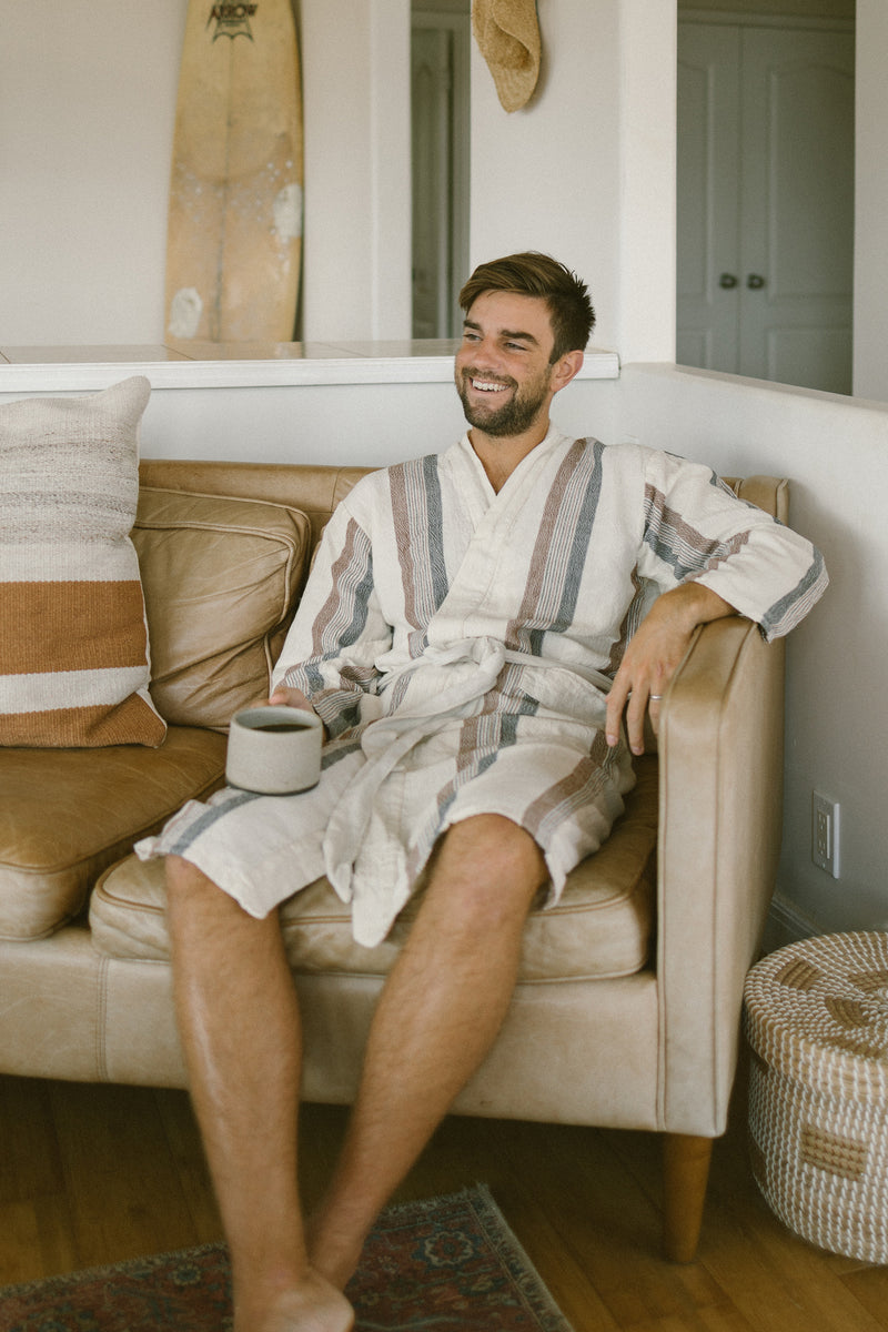 Brown Cream Nomad Long Bathrobe