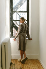 home and loft Brown Grey Nomad Long Bathrobe