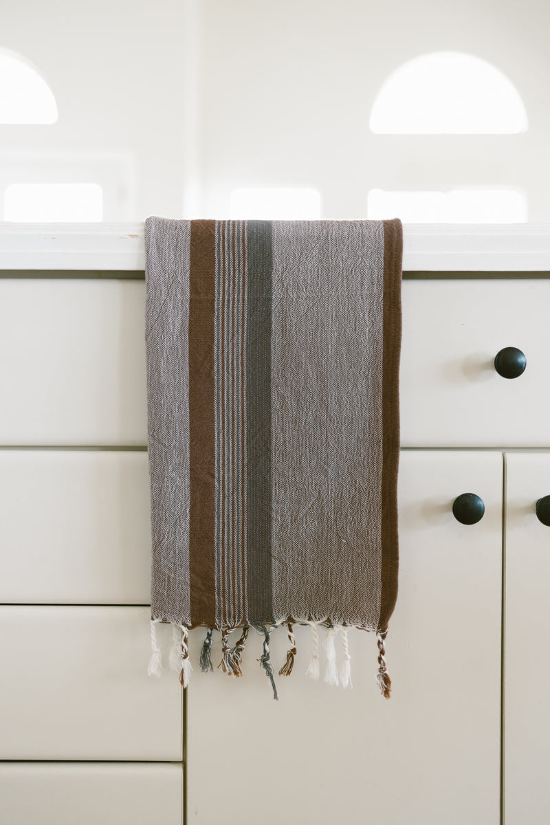home and loft brown/grey hudson hand towel