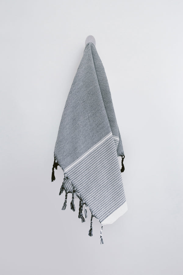 home and loft grey stripe tribeca hand towel