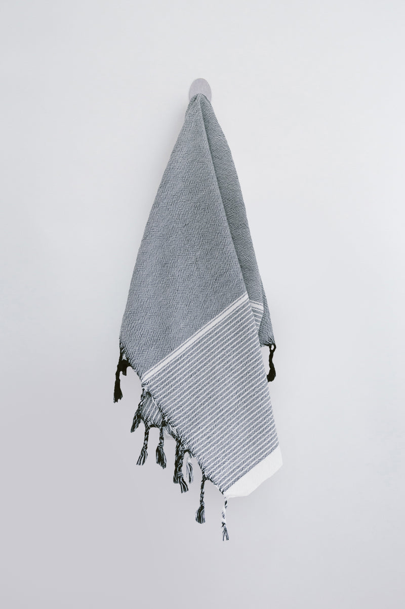 Grey Pleated Trim Cotton Hand Towel Sold by at Home